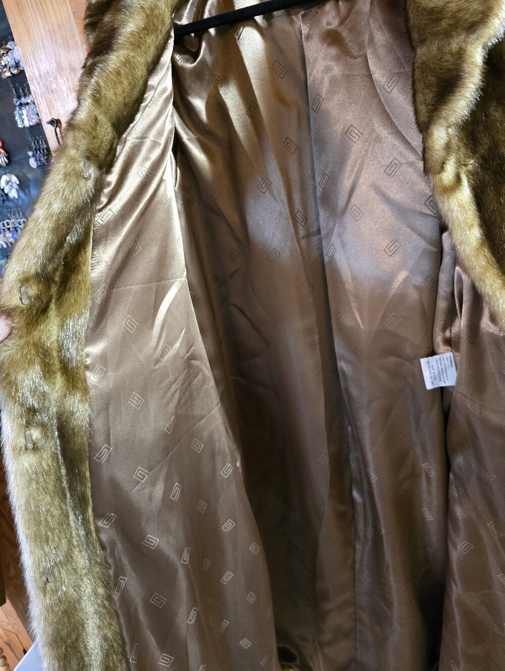 Vintage Pamela McCoy Faux Mink Full Length Coat Large - Picture 9 of 15